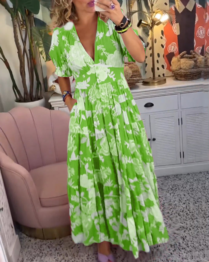 Morgan | Taschenkleid met V-Ausschnitt en Blumendruck