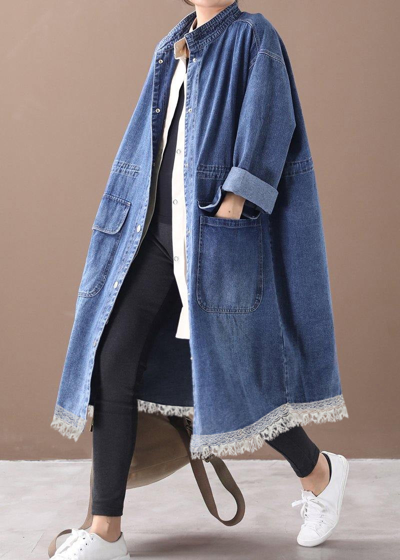 French Denim | Mantel in Plus Size mit Kordelzug und Stehkragen