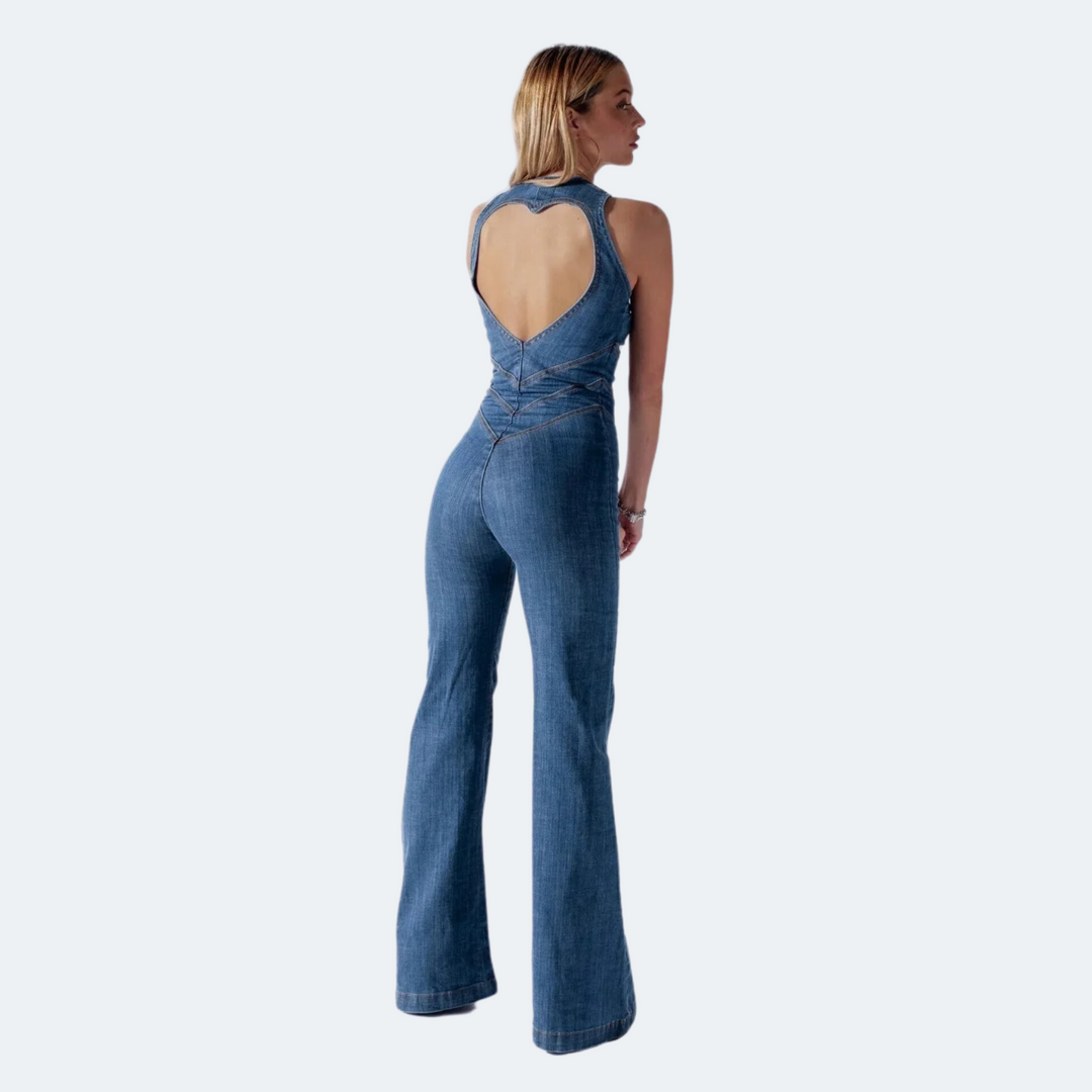 Stella | Denim-Jumpsuit mit Herzmotiv auf dem Rücken