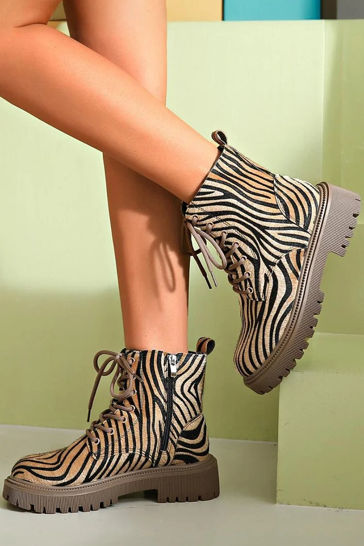 Laura | Exklusive Zebramuster Schnürschuhe