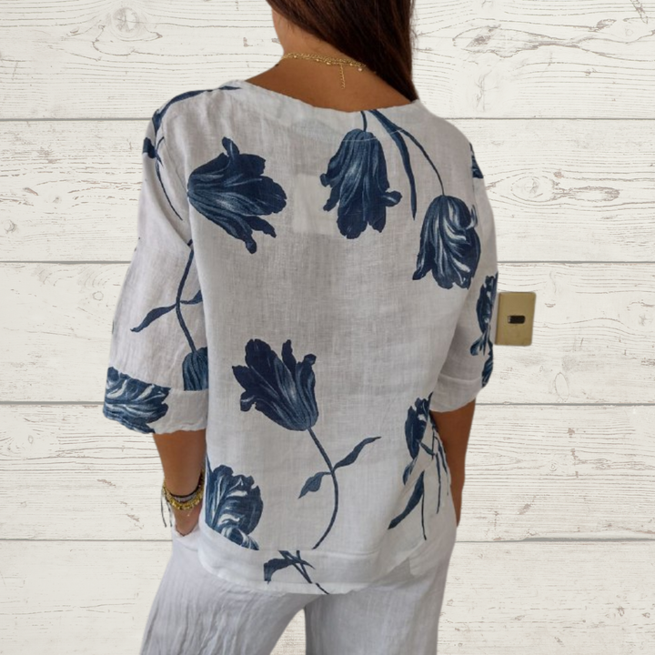 Casandry | Stylische Sommerbluse mit V-Ausschnitt