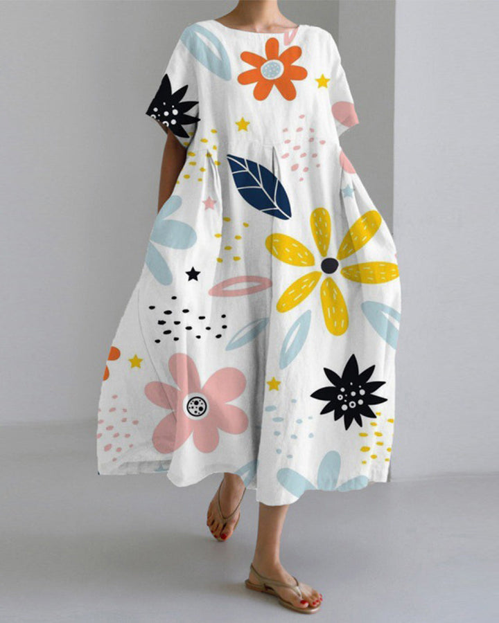 Sommerkleid mit Print und kurzen Ärmeln