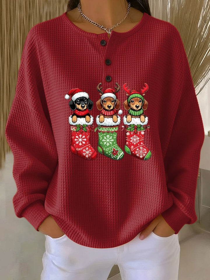Mara | Damen Weihnachts-Pullover Hundedesign Retro-Stil