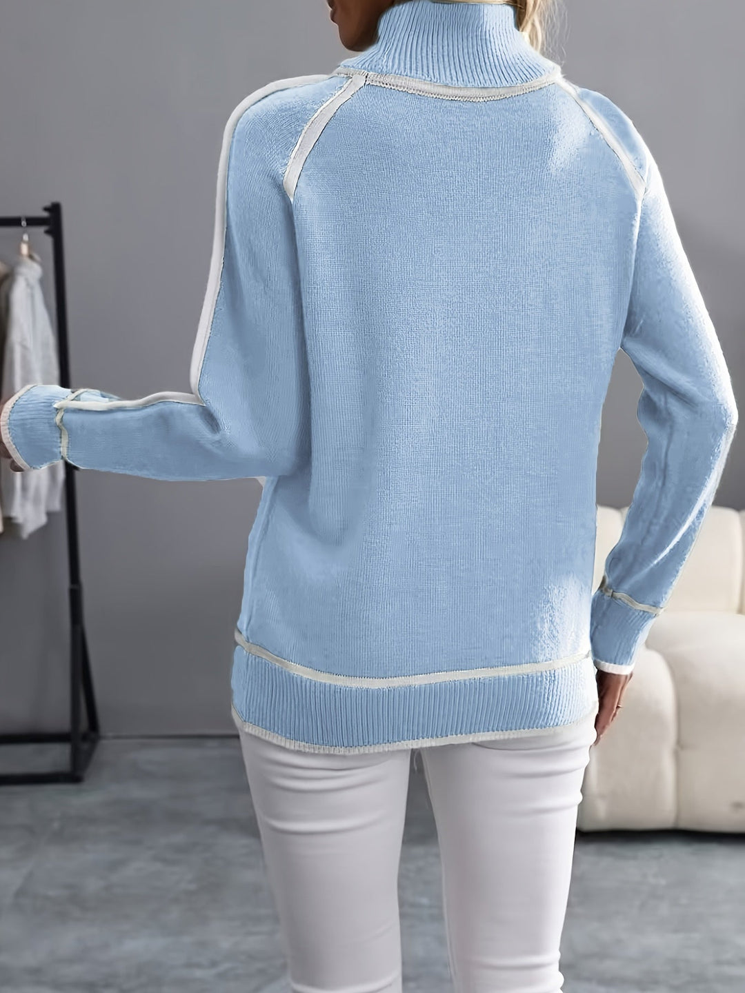 Nina | Feiner Strickpullover mit hohem Kragen
