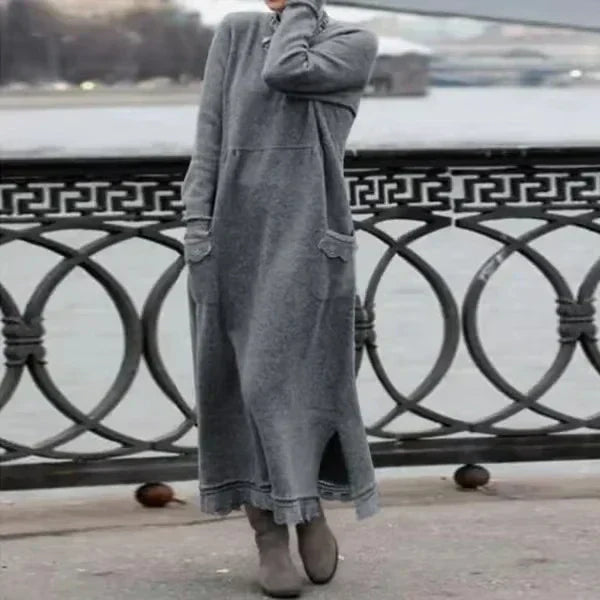 Lea | Langes Wollkleid mit Baumwollanteil für Damen