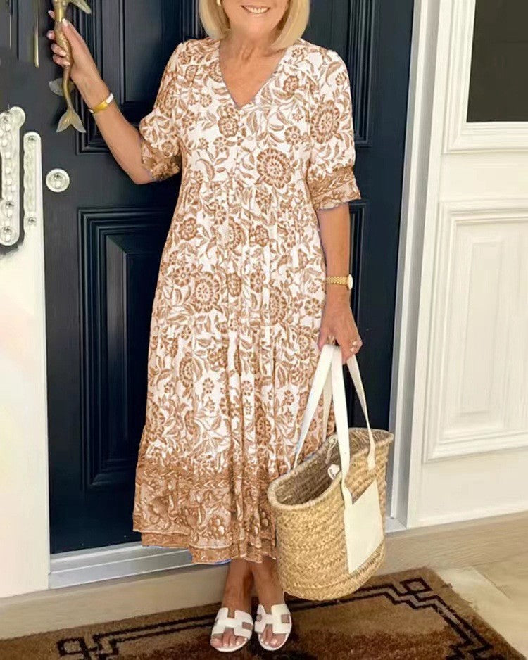 Zoë Bohème Kleid mit V-Ausschnitt für stilvolle Sommerauftritte