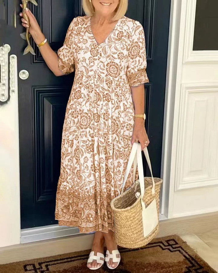Zoë Bohème Kleid mit V-Ausschnitt für stilvolle Sommerauftritte