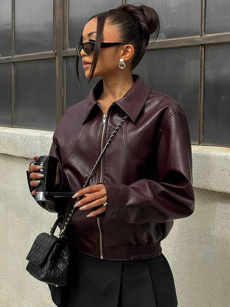 Anna | Klassische Jacke in Burgunderrot