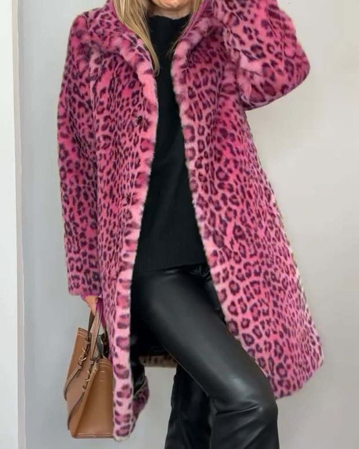 Amara | Lange weiche Jacke im stilvollen Leopardenmuster