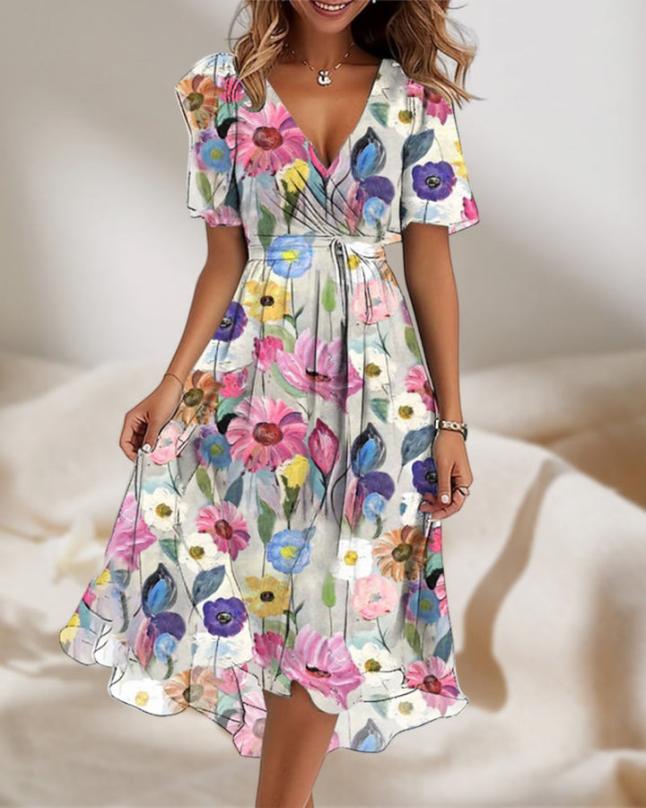Emma | Elegantes farbenfrohes Kleid mit Blumendruck