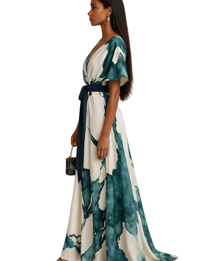Soraya | Langes Kleid mit feinem Aquarelldesign