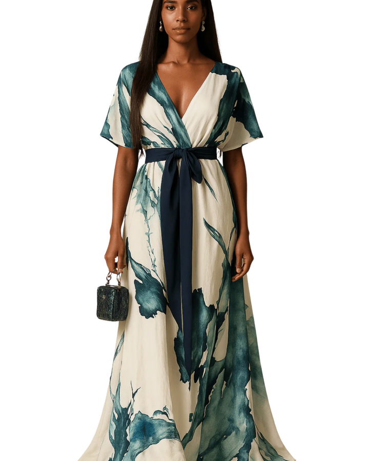 Soraya | Langes Kleid mit feinem Aquarelldesign