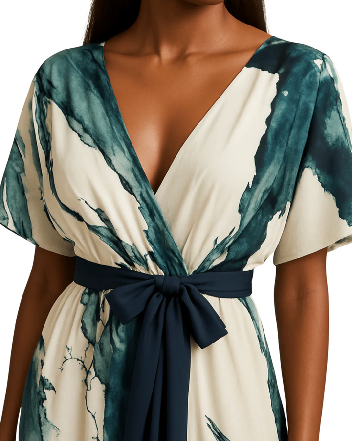 Soraya | Langes Kleid mit feinem Aquarelldesign