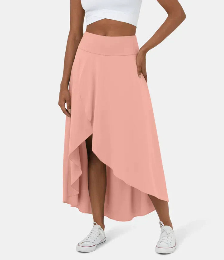 2-in-1 Midirock mit Rüsche und hoher Taille