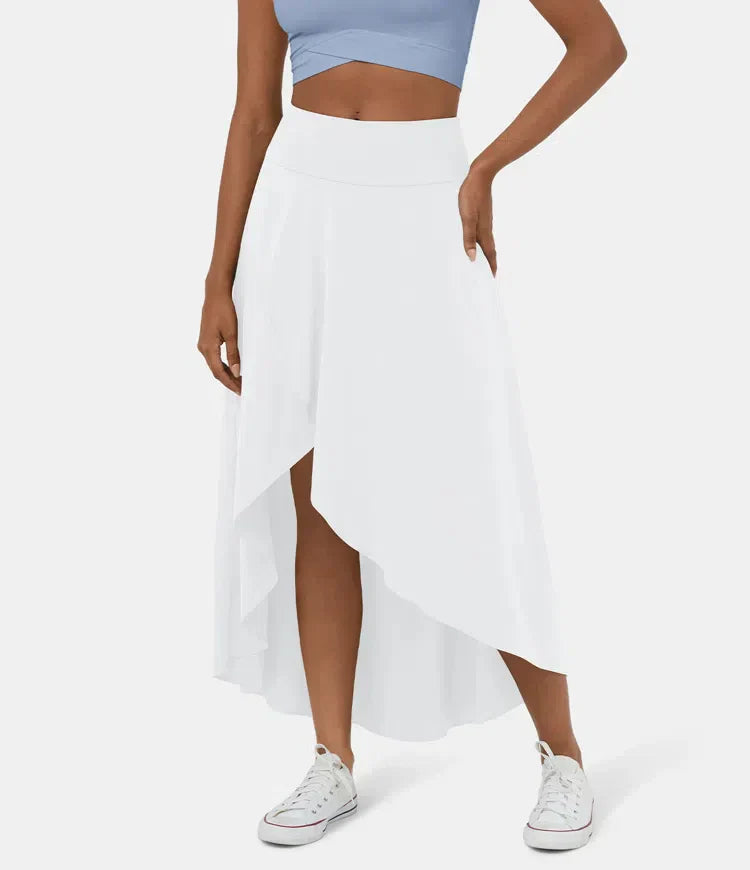 2-in-1 Midirock mit Rüsche und hoher Taille