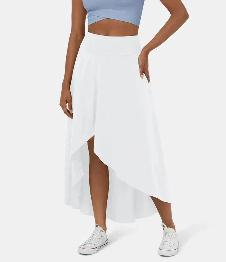 2-in-1 Midirock mit Rüsche und hoher Taille