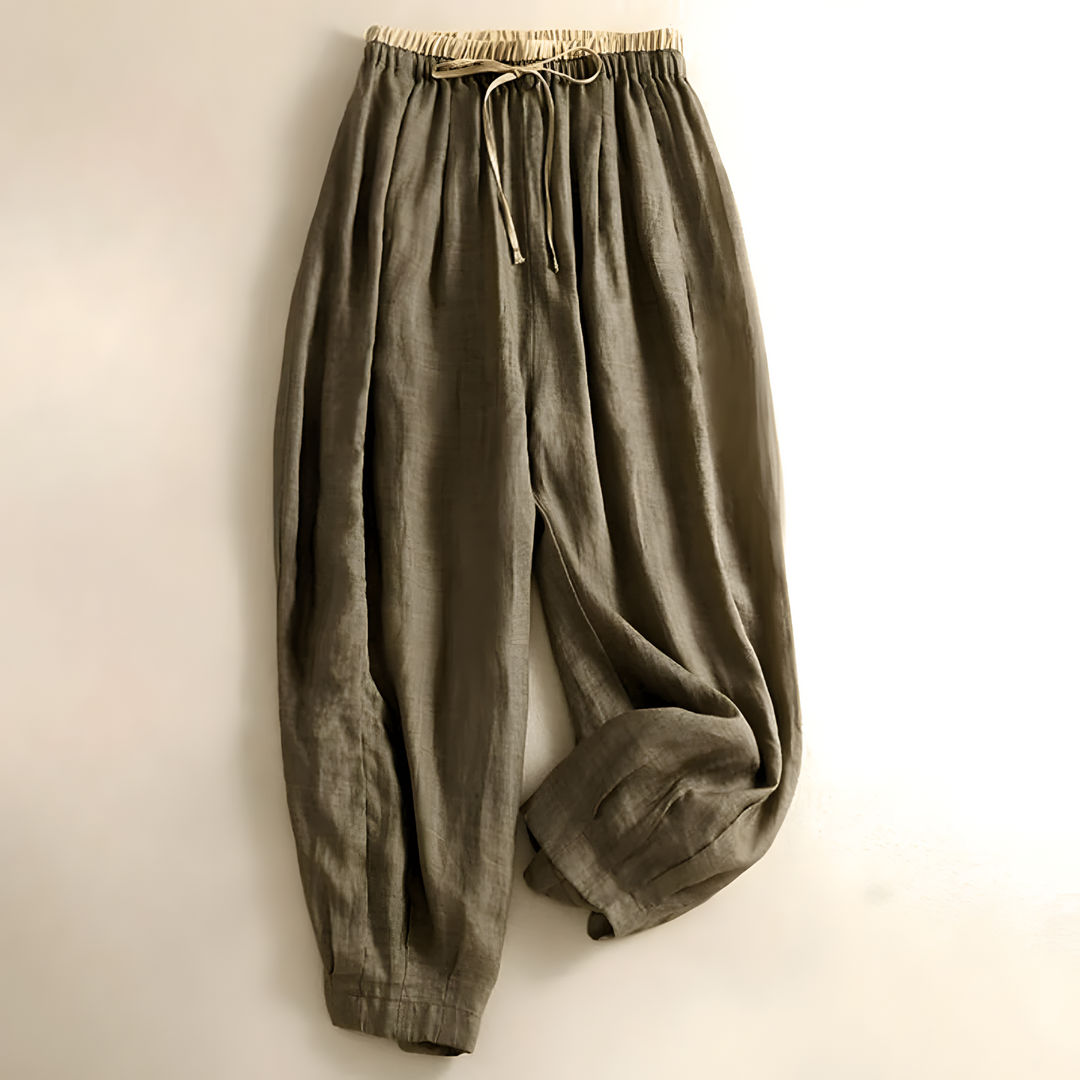 Talina | Bequeme Damen Leinenhose in neutralem Oliv