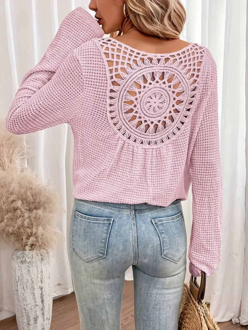 Sacha | Elegantes Waffel-V-Ausschnitt-Shirt für schicke Alltagslooks