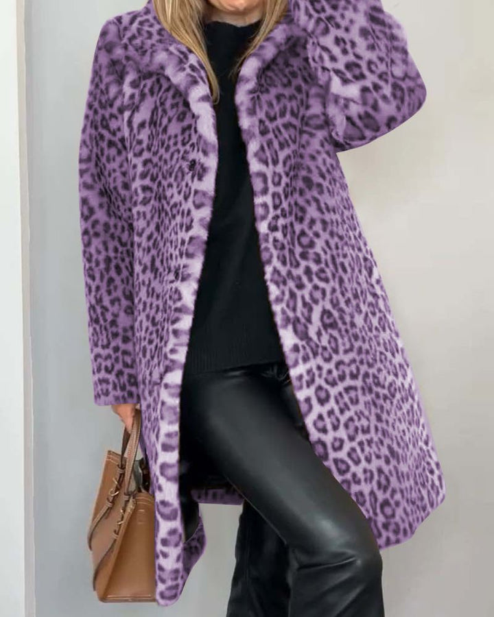 Amara | Lange weiche Jacke im stilvollen Leopardenmuster