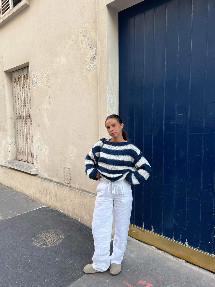 Alina | Lässiger gestreifter Damen-Strickpullover