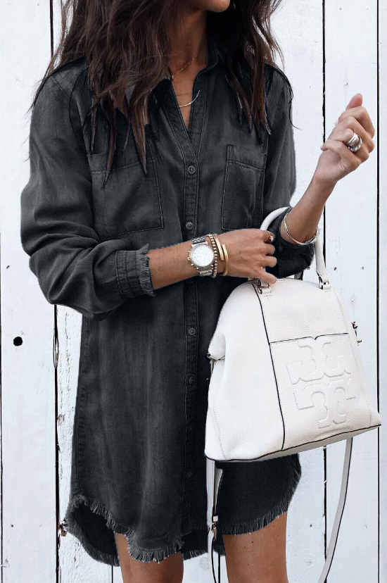 Denim-Hemdkleid mit lässiger Waschoptik