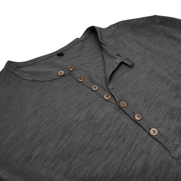Baumwoll Henley mit klassischer Knopfleiste für Sommerkomfort