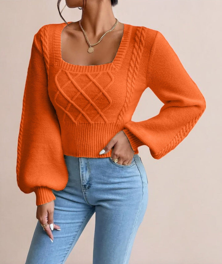 Fjara | Damenpullover mit quadratischem Halsausschnitt