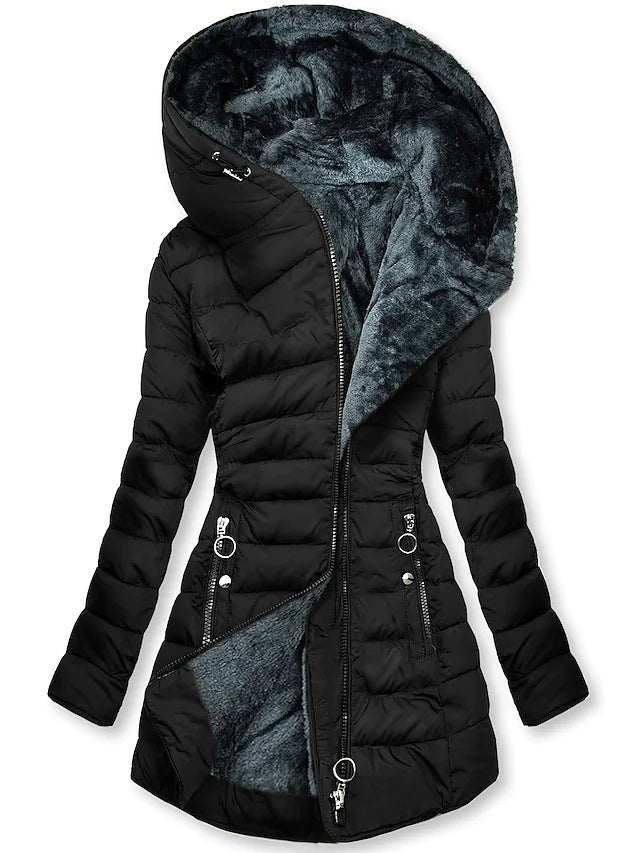 Hjorda | Plüschkapuzenmantel für Damen im Winterstil