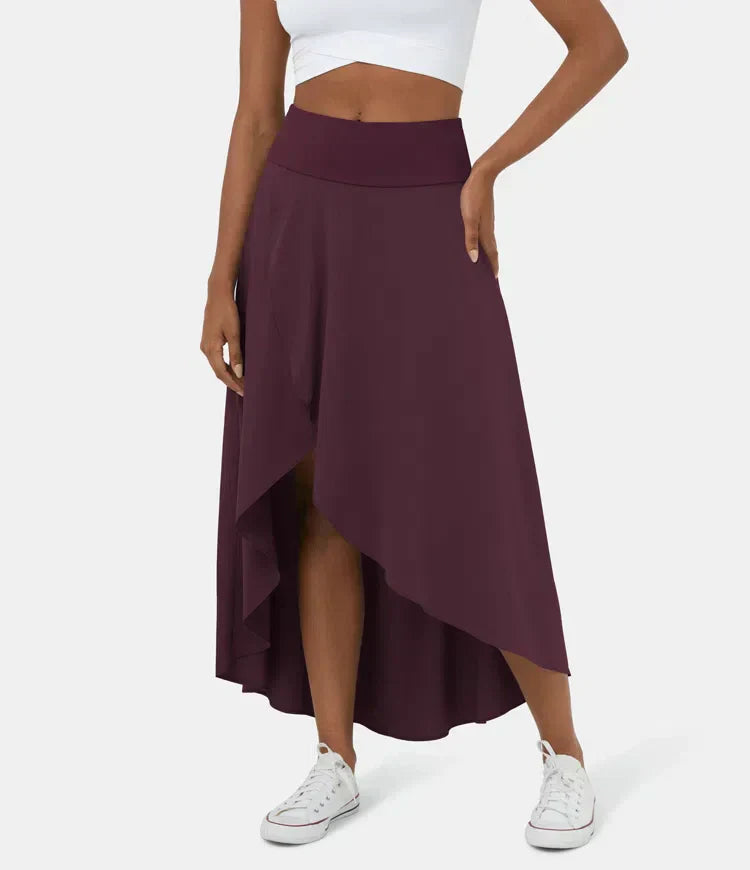 2-in-1 Midirock mit Rüsche und hoher Taille