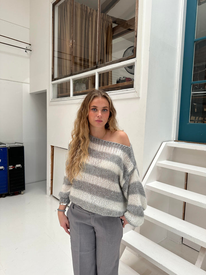 Alina | Lässiger gestreifter Damen-Strickpullover