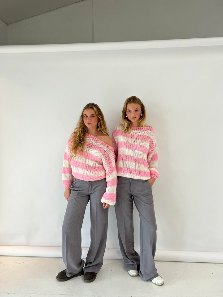 Alina | Lässiger gestreifter Damen-Strickpullover