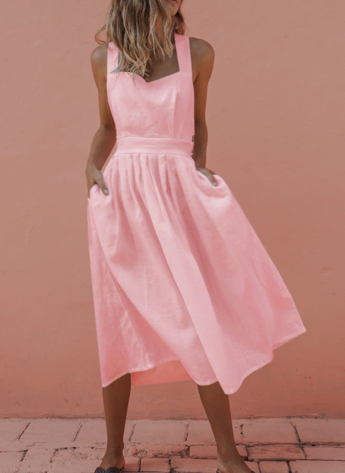 Rückenfreies Sommerkleid mit Spitzeneinsatz