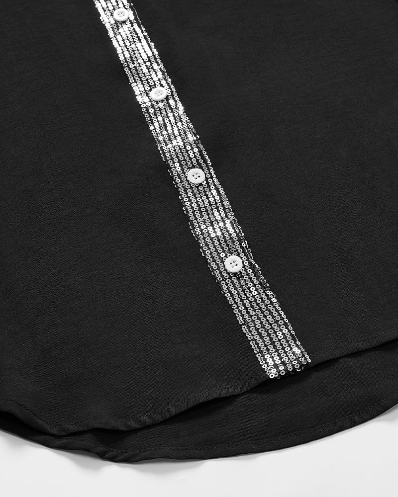 Lea | Damen Casual Top elegant mit glitzernden Pailletten