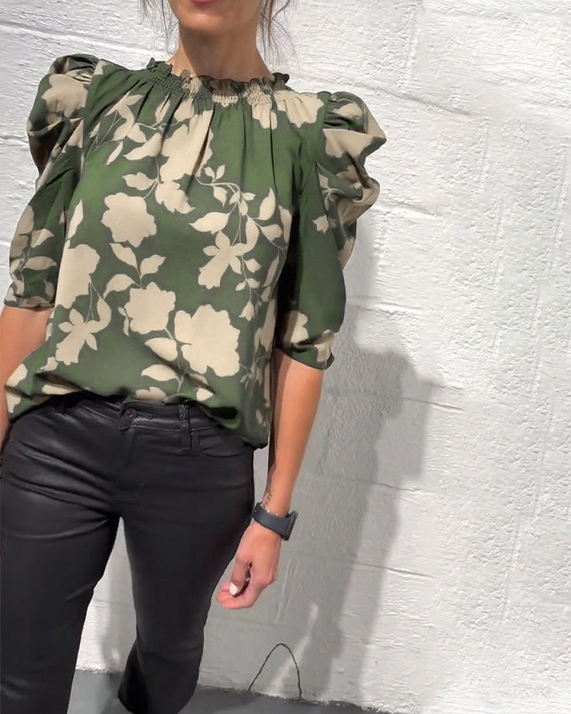 Amelie | Damen Bluse stilvoll Puffärmel & Rüschen modern