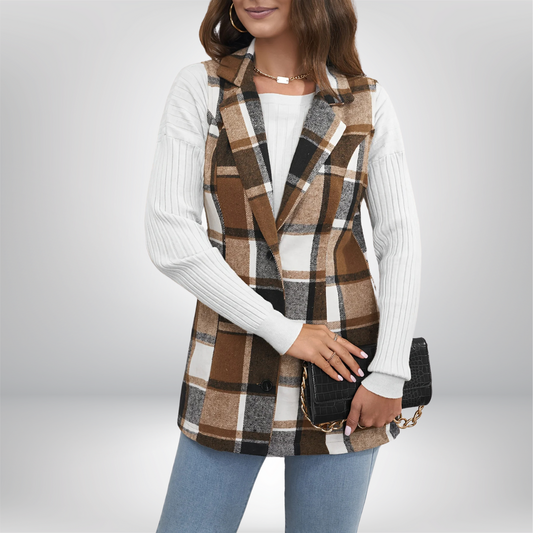 Amelia | Karierter Blazer aus weichem Wollmaterial