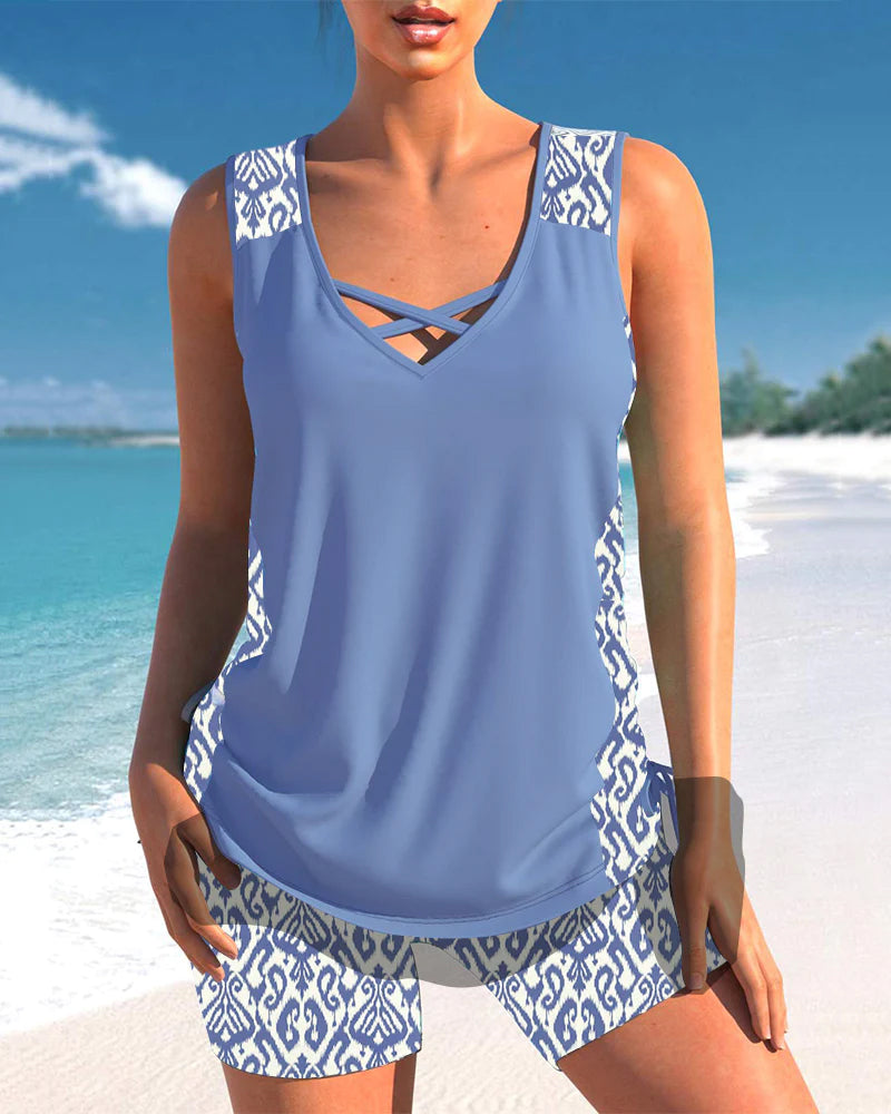 Mia | Tankinis mit geometrischem Druck und V-Ausschnitt