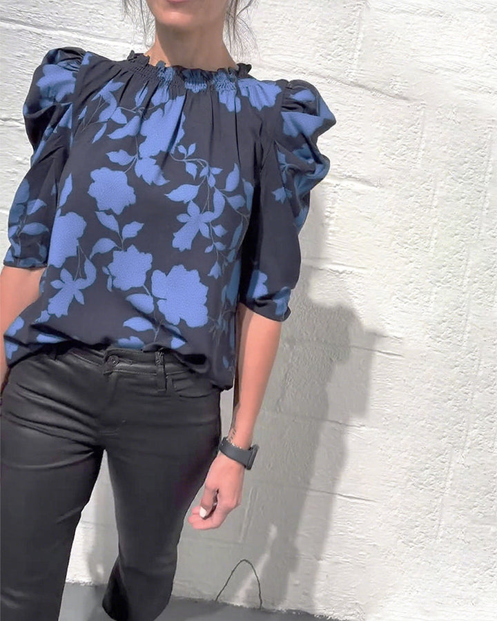 Amelie | Damen Bluse stilvoll Puffärmel & Rüschen modern