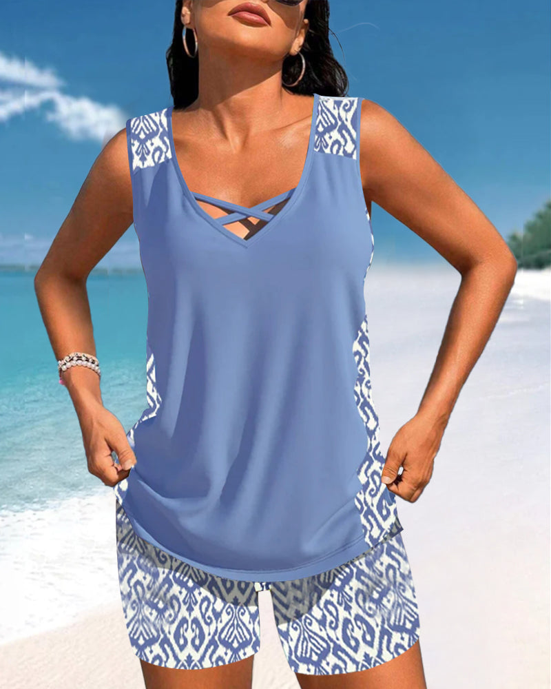 Mia | Tankinis mit geometrischem Druck und V-Ausschnitt