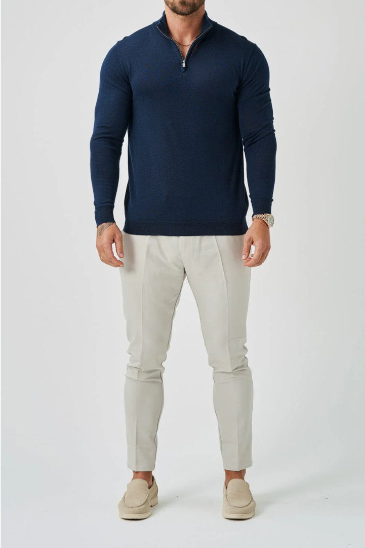 Couture | Navy-Pullover mit Viertelreißverschluss