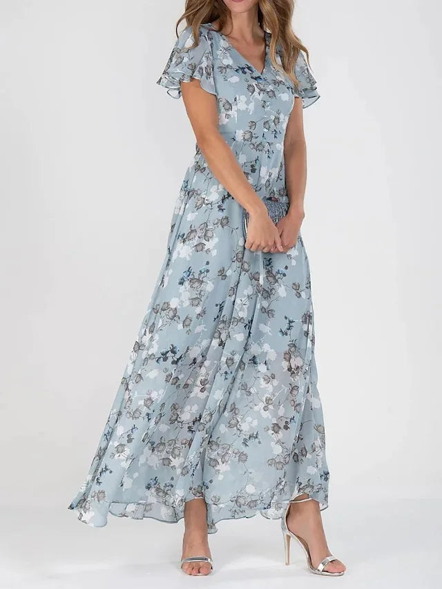 Lidia | Langes Kleid mit Blumenmuster