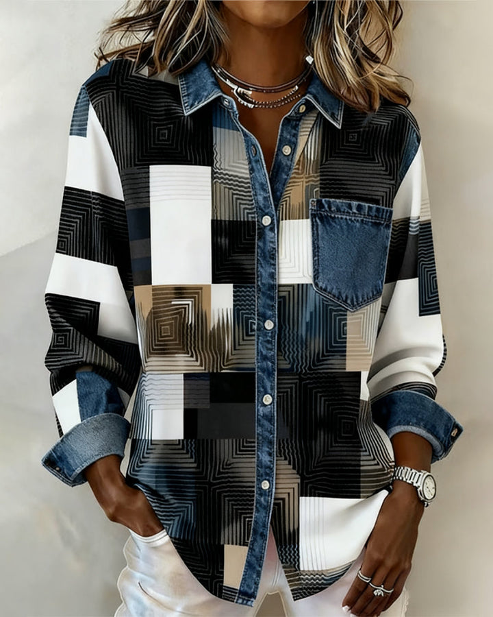 Lea | Damen Shirt modern farbig mit modischem Kragen