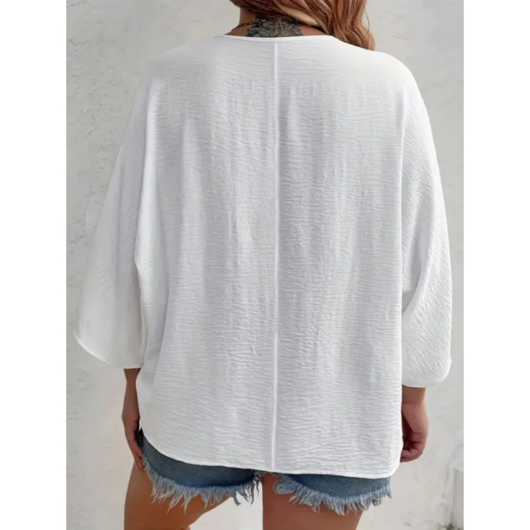 Isabella | Damen V-Ring-Top mit feinem Knopf-Detail
