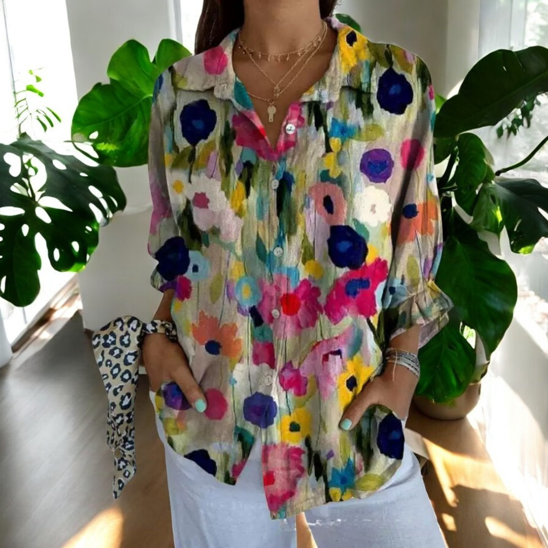 Jadelyn | Stilvolle Vintage-Bluse mit floralem Muster für Damen
