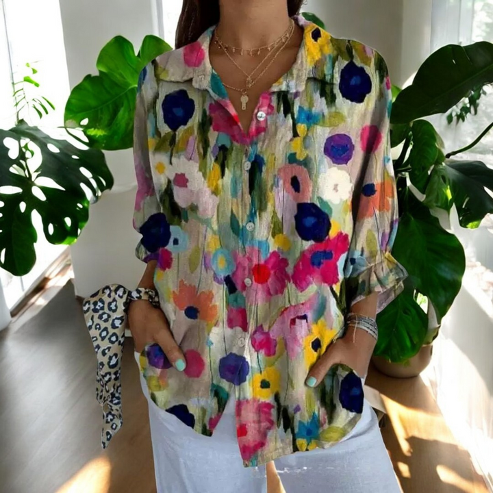 Jadelyn | Stilvolle Vintage-Bluse mit floralem Muster für Damen