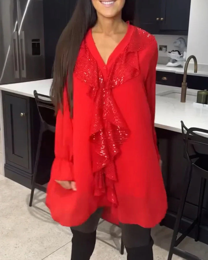 Elena | Damenbluse mit zartem Volantbesatz