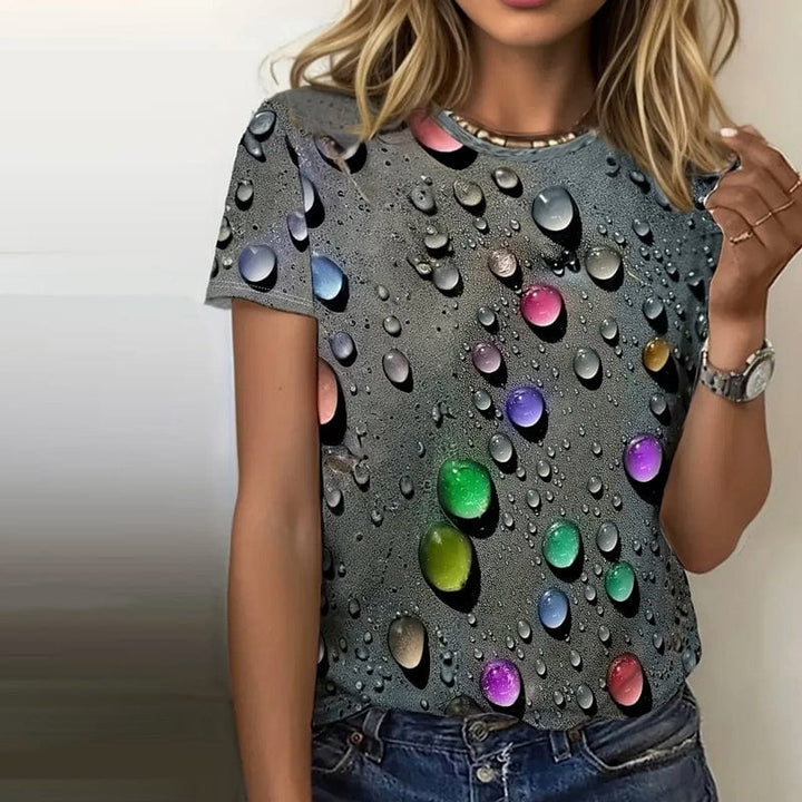 Lara | T-shirt mit bunten Wassertropfen für frische Sommerlooks