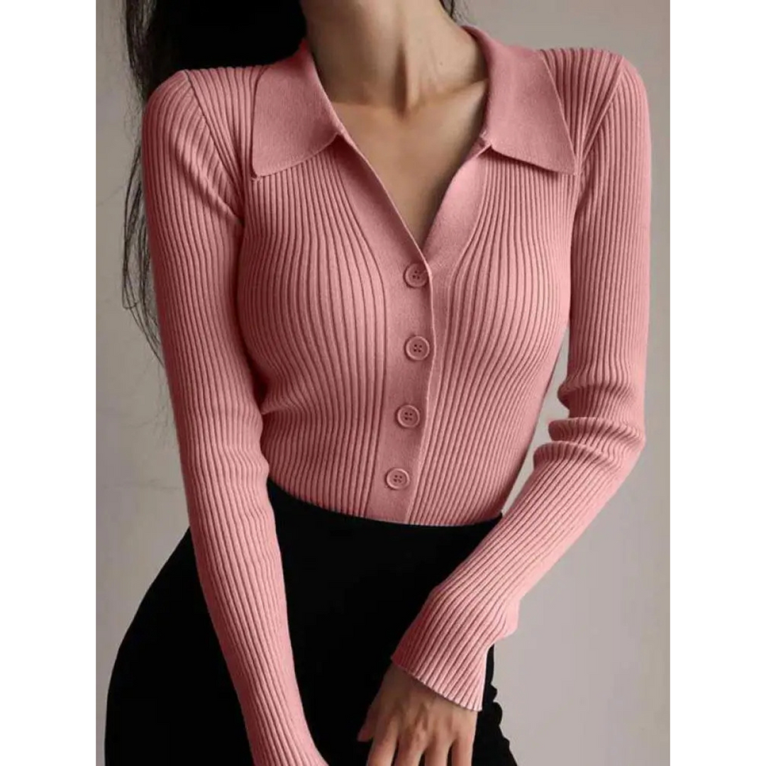 Sophie | Rippenstrickjacke mit klassischen Knöpfen