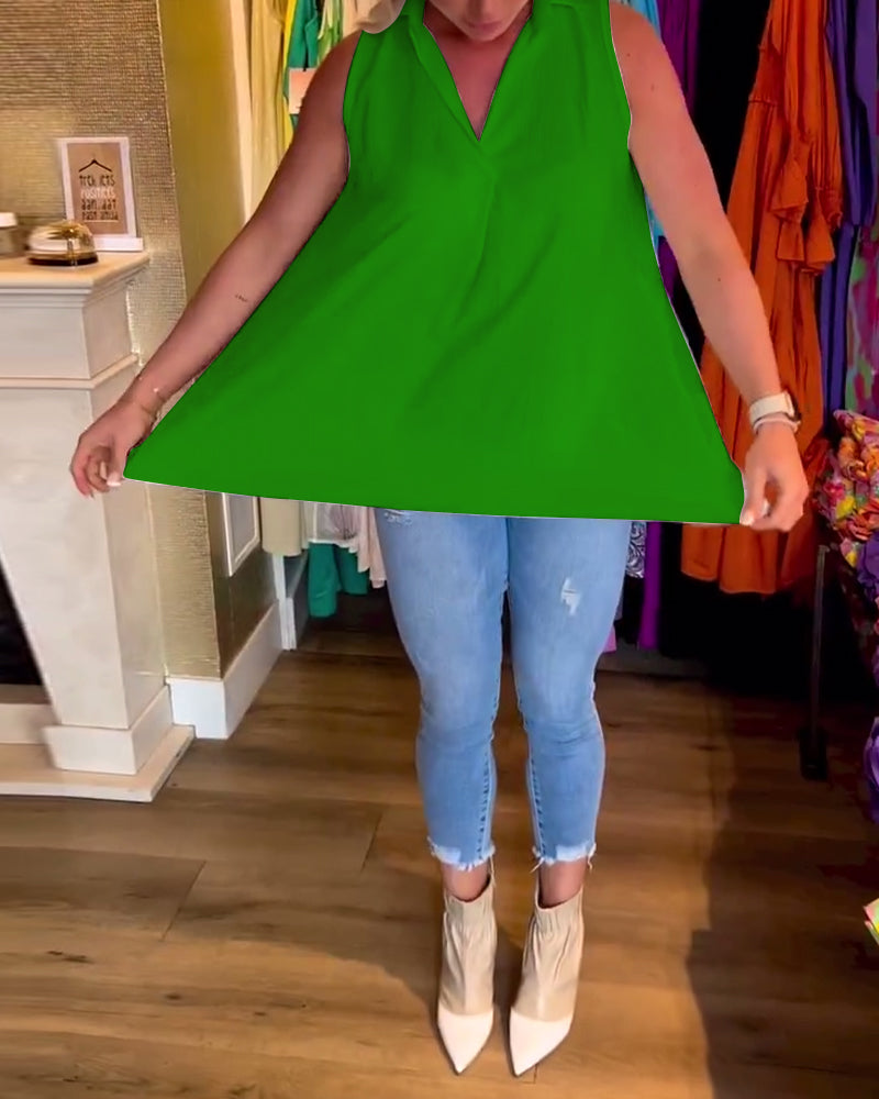 Sophia | Ärmelloses Top mit Rüschen und Revers