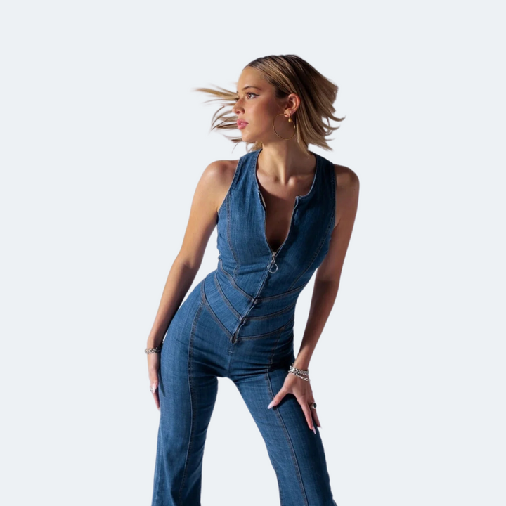 Stella | Denim-Jumpsuit mit Herzmotiv auf dem Rücken