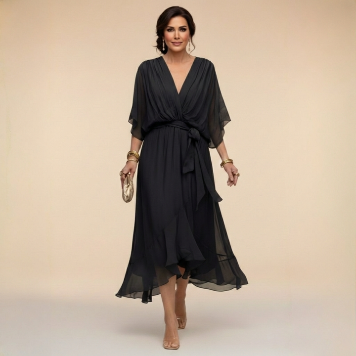 Lena | Chiffonkleid mit V-Ausschnitt für Damen